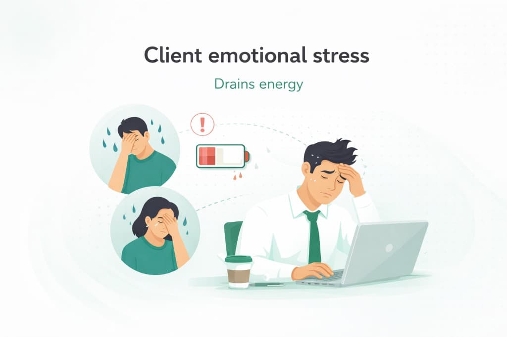 Client emotional stress — drains energy